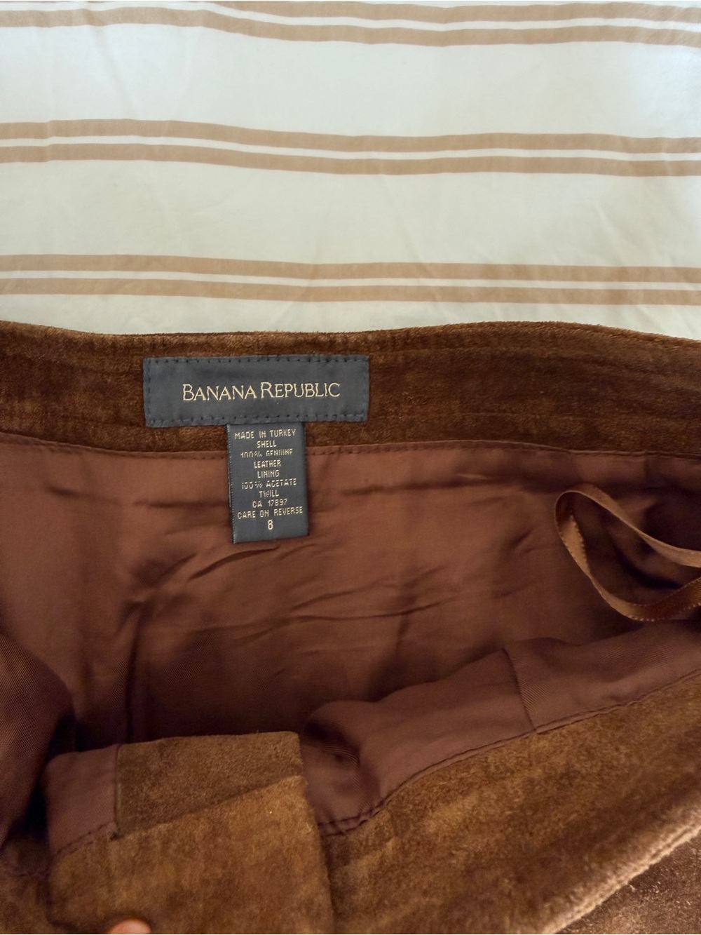 Brown Suede Mini Skirt with Front Pockets - Picture 2 of 4